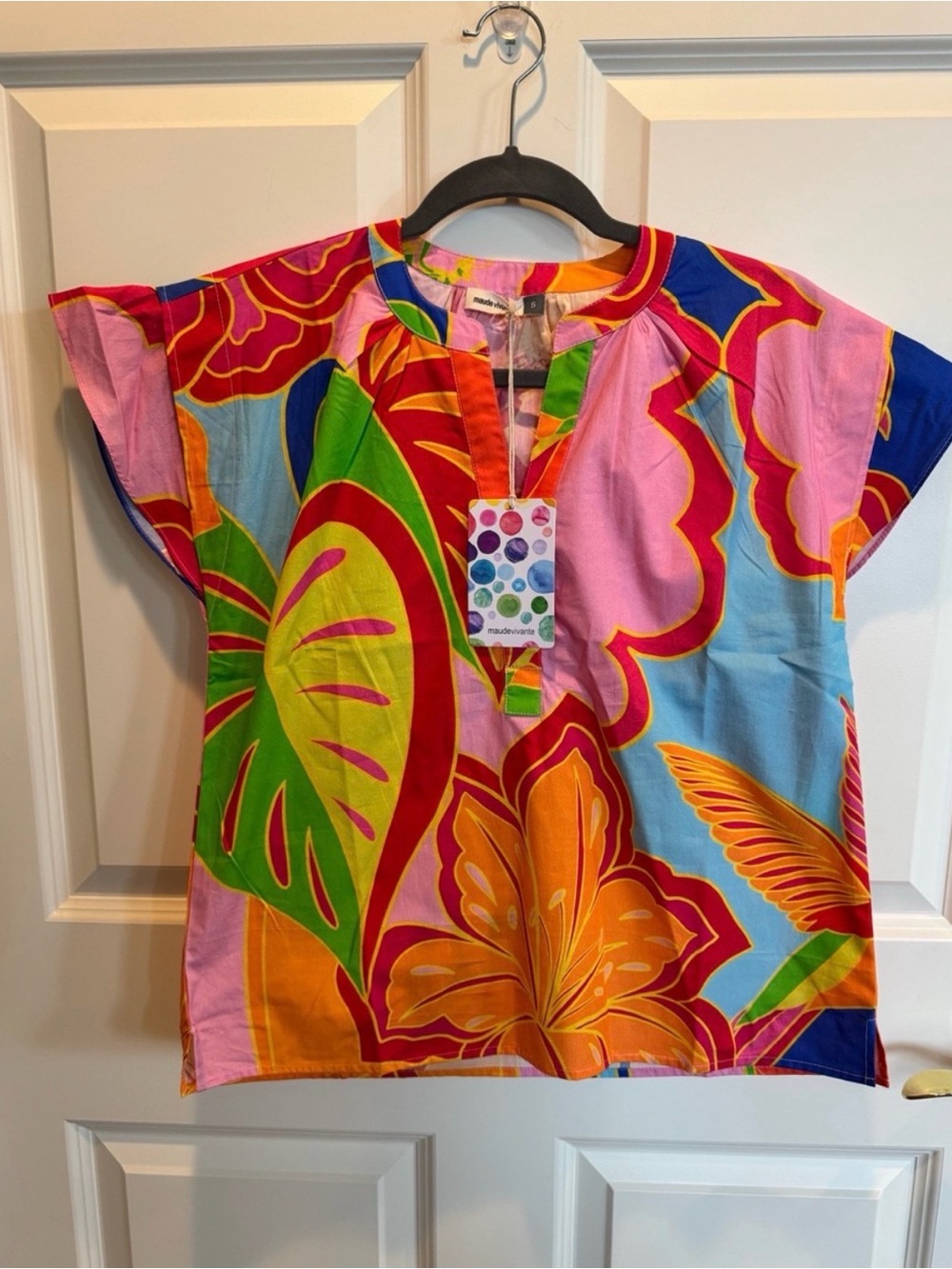 Maude Vivante Bright Multicolor Floral Faye Top - Pink, Blue & Green
